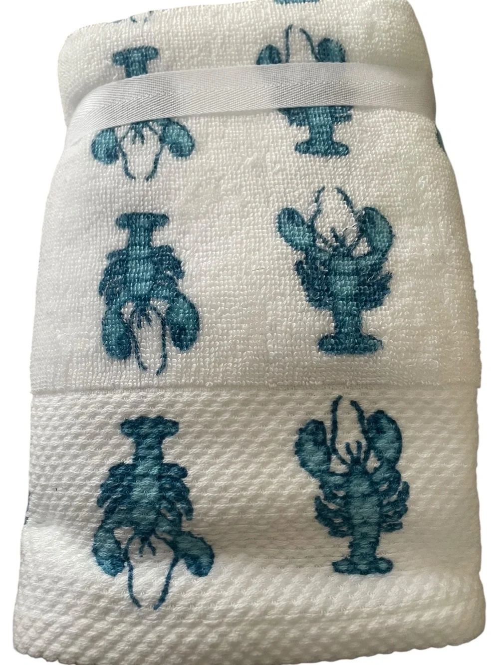 Deborah Connolly Designs Blue Lobster Hand Towel - Coastal Beach Kitchen Decor